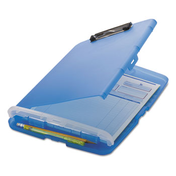 Officemate Low Profile Storage Clipboard, 1/2&quot; Capacity, Holds 8 1/2 x 11, Translucent Blue