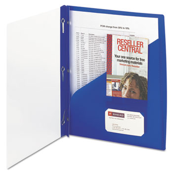 Smead Clear Front Poly Report Cover With Tang Fasteners, 8-1/2 x 11, Blue, 5/Pack
