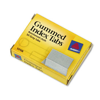 Avery Gummed Tabs, Reinforced Cloth, 1&quot; x 1 3/16&quot;, Gray, 50/PK