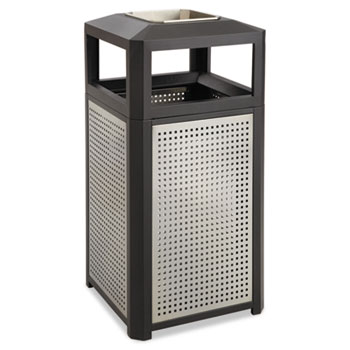 Safco Ashtray-Top Evos Series Steel Waste Container, 15gal, Black