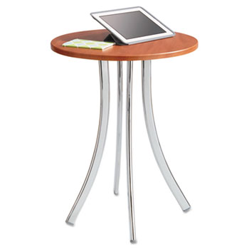 Safco Decori Wood Side Table, Round, 25-3/4&quot; Dia., 25-3/4&quot; High, Cherry/Silver