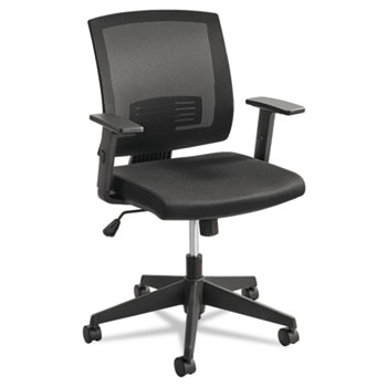 Safco&#174; Mezzo Series Task Chair, Mesh Back, Upholstered Seat, Black Seat/Back