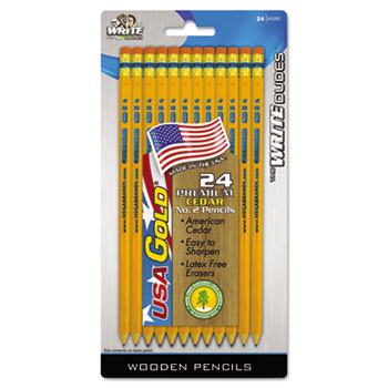 The Board Dudes USA Gold Premium American Cedar Pencils, #2, Yellow, 24/PK