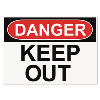 Headline Sign OSHA Safety Signs, DANGER KEEP OUT, White/Red/Black, 10 x 14