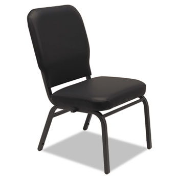 Alera Oversize Stack Chair without Arms, Supports Up to 500 lb, Black Vinyl Seat/Back, Black Base, 2/Carton