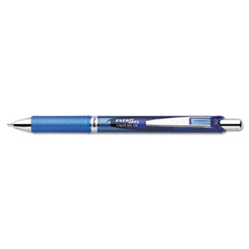 Pentel&#174; EnerGel RTX Retractable Liquid Gel Pen, .5mm, Silver/Blue Barrel, Blue Ink