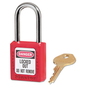 Master Lock Government Safety Lockout Padlock, Zenex, 1 1/2&quot;, Red, 1 Key, 6/Box
