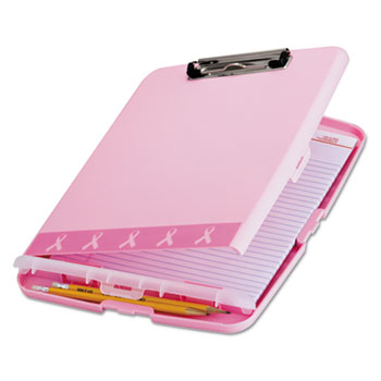 Officemate Breast Cancer Awareness Clipboard Box, 3/4&quot; Capacity, 8 1/2 x 11, Pink