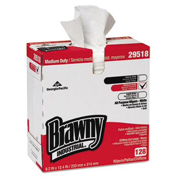 Georgia Pacific Professional Brawny Ind. Airlaid Med-Duty Wipers, Cloth, 9 1/5 x 12 2/5, WE, 128/BX, 10 BX/CT