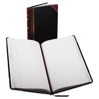 Boorum &amp; Pease Record/Account Book, Black/Red Cover, 150 Pages, 14 1/8 x 8 5/8