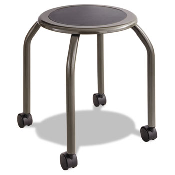 Safco&#174; Diesel Series Industrial Stool, Stationary Padded Seat, Casters, Steel/Pewter