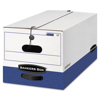 Bankers Box LIBERTY Heavy-Duty Strength Storage Box, Letter, 12 x 24 x 10, White/Blue, 4/CT