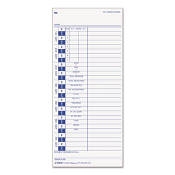 TOPS™ Time Card for Pyramid, Weekly, 4 x 9, 100/Pack