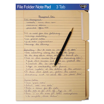find It™ FindIt File Folders Notepad, 1/3 Cut, 11 Pt Stock, Letter, Manila