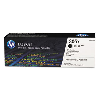 HP 305X, (CE410X-D) 2-pack High Yield Black Original LaserJet Toner Cartridges