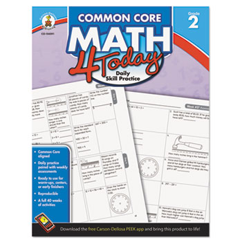 Carson-Dellosa Publishing Common Core 4 Today Workbook, Math, Grade 2, 96 pages
