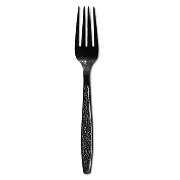 SOLO&#174; Cup Company Guildware Heavyweight Plastic Forks, Black, 1000/Carton