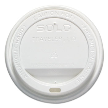 SOLO Cup Company Traveler Drink-Thru Lid, 12-16oz Hot Cups, White, 50/Pack, 6 Packs/Carton