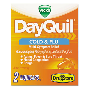 Vicks DayQuil™ Severe Cold &amp; Flu Daytime Relief Liquicaps™, 2 Liquicaps/Pack, 20 Packs/Box