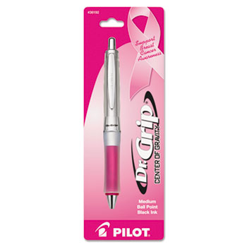 Pilot&#174; Dr.Grip Center of Gravity Pink Ribbon Retractable Ball Point Pen, Black Ink, 1mm
