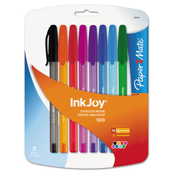 Paper Mate&#174; InkJoy 100 Stick Pen, 1.0 mm, Assorted, 8/Set