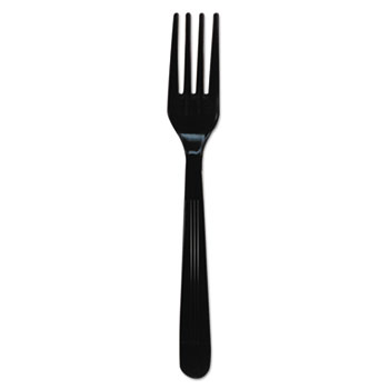 GEN Heavyweight Cutlery, Forks, 7&quot;, Polypropylene, Black, 1000/Carton