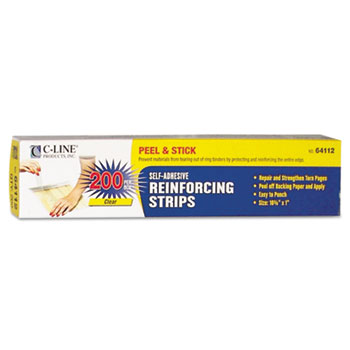 C-Line&#174; Self-Adhesive Reinforcing Strips, 10 3/4 x 1, 200/BX