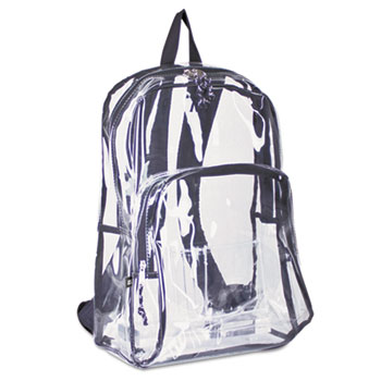 Eastsport&#174; Backpack, PVC Plastic, 12 1/2 x 5 1/2 x 17 1/2, Clear/Black