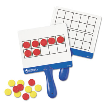 Learning Resources&#174; Magnetic Ten Frame Boards, 4 Blue/White Boards, 100 Red/Yellow Foam Counters