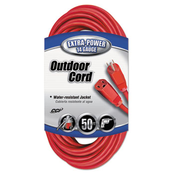 CCI Vinyl Indoor/Outdoor Extension Cord, 50ft, Red