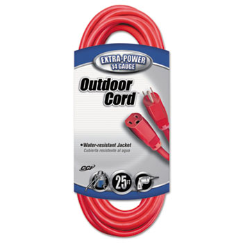 CCI&#174; Vinyl Outdoor Extension Cord, 25ft, 15 Amp, Red
