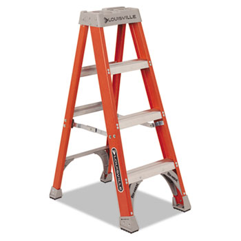 Louisville Fiberglass Heavy Duty Step Ladder, 50&quot;, Orange, 3 Steps