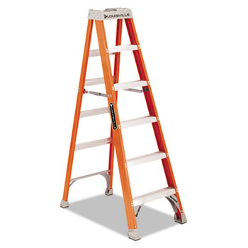 Louisville Fiberglass Heavy Duty Step Ladder, 73.59&quot;, Orange, 5 Steps