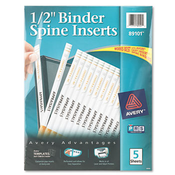 Avery 1/2&quot; Binder Spine Inserts, 80/PK
