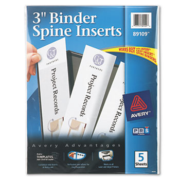Avery 3&quot; Binder Spine Inserts, 15/PK