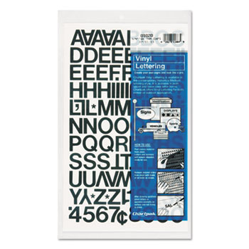 Chartpak Press-On Vinyl Letters &amp; Numbers, Self Adhesive, Black, 3/4&quot;h, 94/Pack