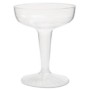 WNA Comet Plastic Champagne Glasses, 4 oz., Clear, Two-Piece Construction, 500/CT