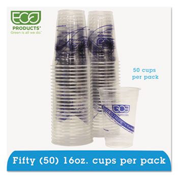 Eco-Products BlueStripe 25% Recycled Content Cold Cups Convenience Pack - 16oz., 50/PK