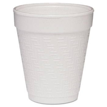 Dart Cup, Foam, 8oz,  White w/Greek Key Design, 25/Pack, 40Packs/CT