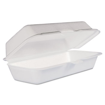 Dart&#174; Foam Hot Dog Container with Hinged Lid, 7-1/10 x 3-4/5 x 2-3/10, White, 500/CT