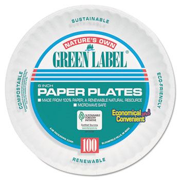 AJM Packaging Corporation Uncoated Paper Plates, 6 Inches, White, Round, 1000/Carton