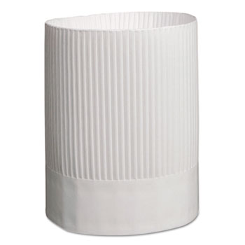 Royal Stirling Fluted Chef&#39;s Hats, Paper, White, Adjustable, 9&quot; Tall, 12/Carton