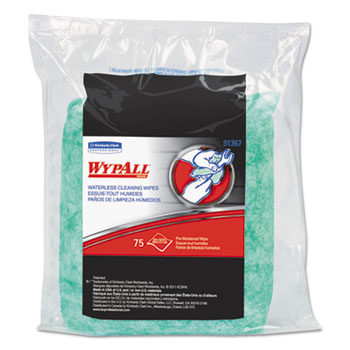 WypAll Waterless Cleaning Wipes Refill Bags, 10 1/2 x 12 1/4, 75/Pack
