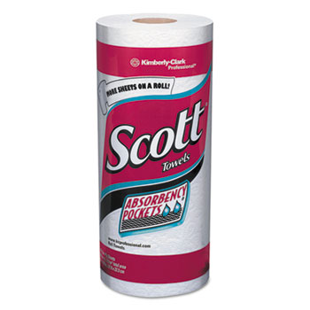 Scott Kitchen Roll Towels, 11 x 8 39/50, White, 96/Roll, 15 Rolls/Carton