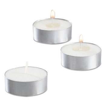 Sterno&#174; Tealight Candle, 5 Hour Burn, 1/2&quot;h, White, 50/PK, 10 PK/CT