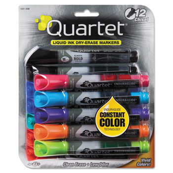 Quartet&#174; EnduraGlide Dry Erase Marker, Chisel Tip, Assorted Colors, 12/Set