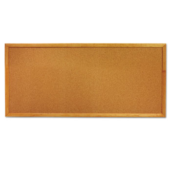 Quartet&#174; Classic Slim Line Cork Bulletin Board, 12 x 36, Oak Finish Frame