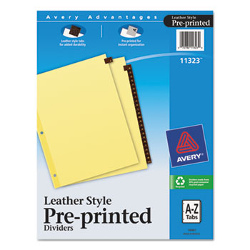 Avery Leather Preprinted Dividers, 25-Tab Set, A-Z, Red