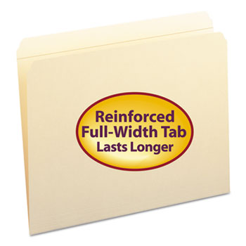 Smead File Folders, Straight Cut, Reinforced Top Tab, Letter, Manila, 100/Box