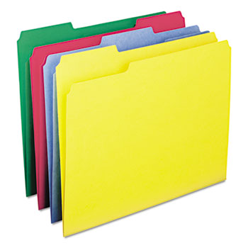 Smead WaterShed/CutLess File Folders, 1/3 Cut Top Tab, Letter, Assorted, 100/Box